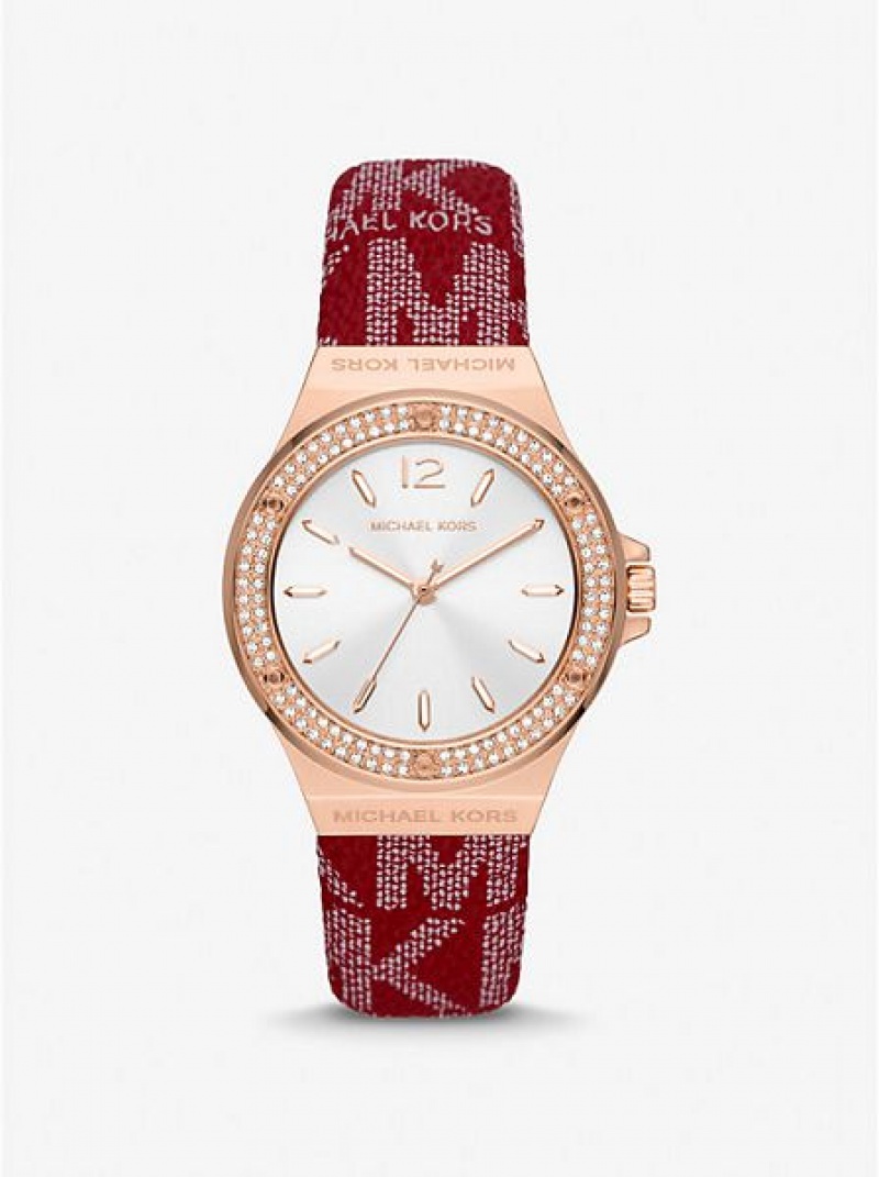 Montre Michael Kors Lennox Pave And Logo Femme Rose Doré | 786415-LPR