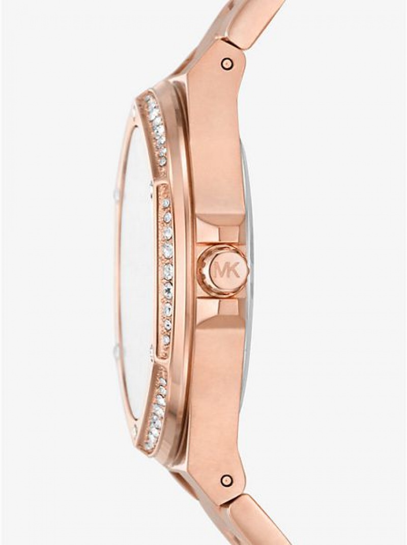 Montre Michael Kors Lennox Pave Femme Rose Doré | 672089-JYD