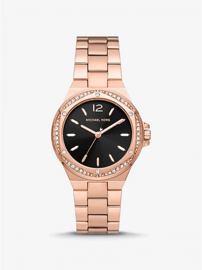 Montre Michael Kors Lennox Pave Femme Rose Doré | 672089-JYD