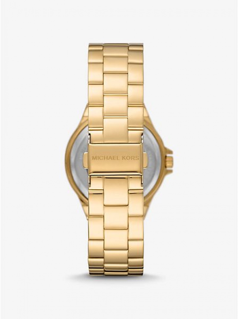 Montre Michael Kors Lennox Pave Logo Femme Doré | 321406-JMP