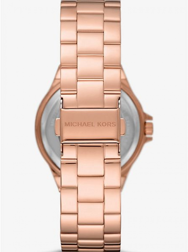 Montre Michael Kors Lennox Pave Logo Femme Rose Doré | 349127-ORL