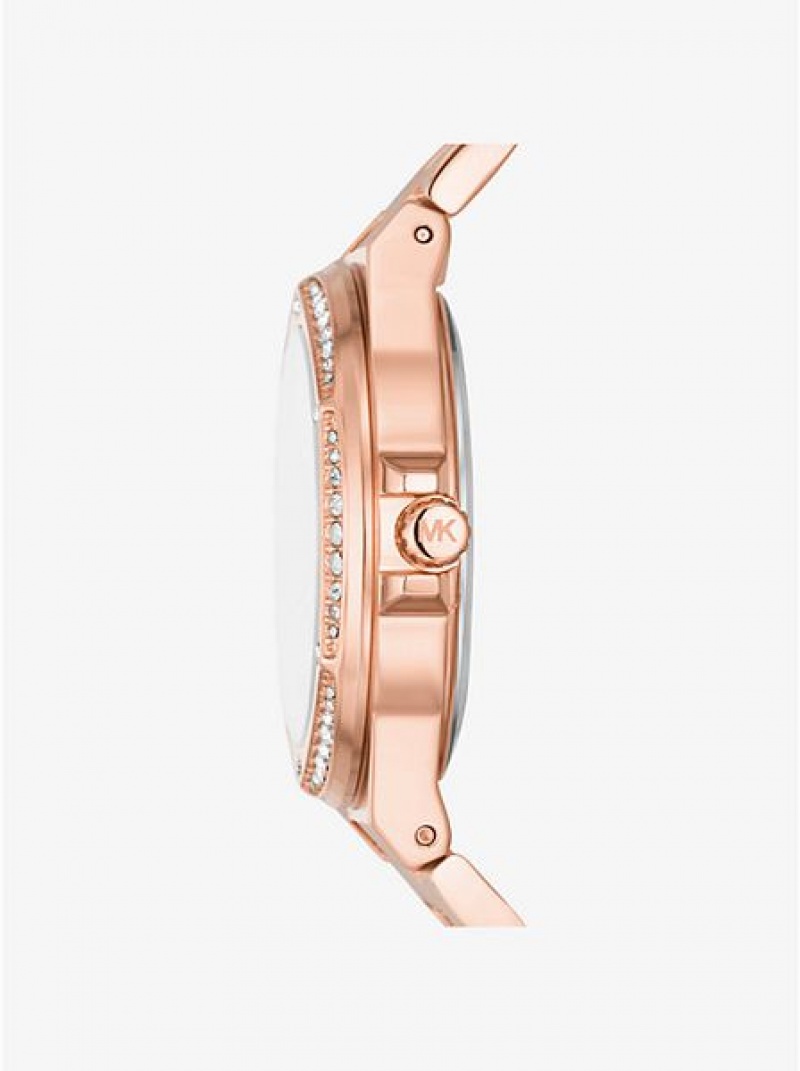 Montre Michael Kors Lennox Pave Logo Femme Rose Doré | 349127-ORL