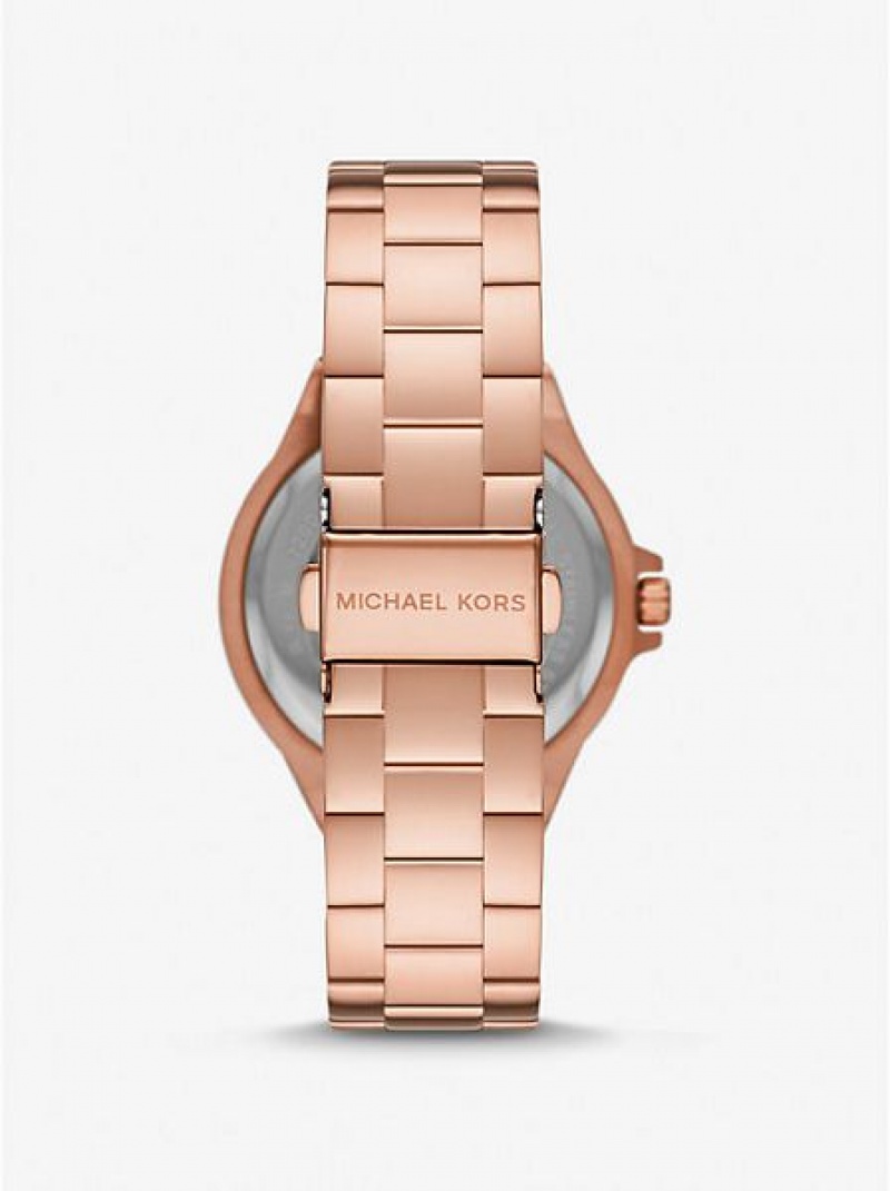 Montre Michael Kors Lennox Pave Logo Femme Rose Doré | 346015-HZP