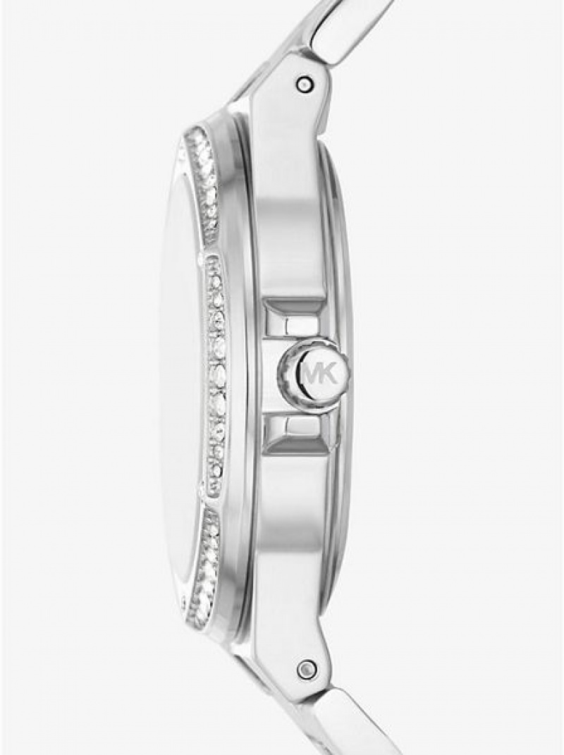 Montre Michael Kors Lennox Pave Logo Femme Argent | 304956-CXK