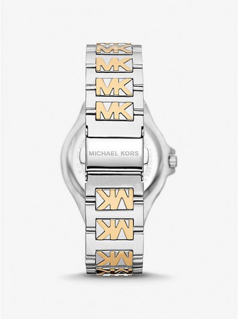 Montre Michael Kors Lennox Pave Logo Femme Argent Doré | 371468-XCS