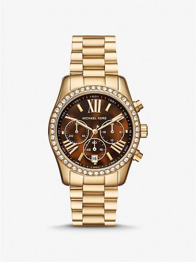 Montre Michael Kors Lexington Pave Femme Doré | 370691-HSJ