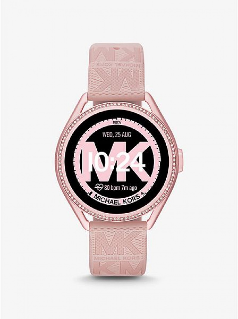 Montre Michael Kors Michael Kors Access Gen 5e Mkgo And Logo Rubber Smart Femme Rose | 986327-JXU