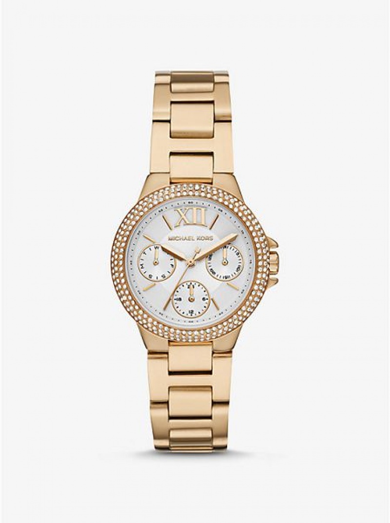 Montre Michael Kors Mini Camille Pave Femme Doré | 089367-IXF