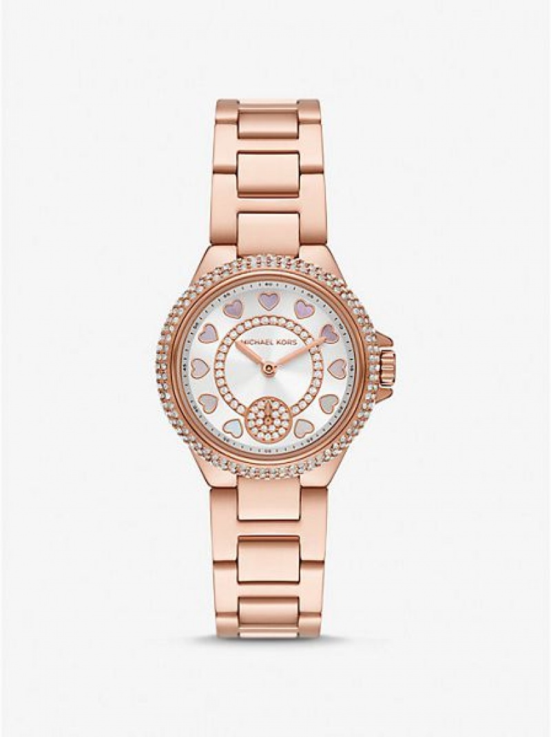 Montre Michael Kors Mini Camille Pave Femme Rose Doré | 413809-ERM