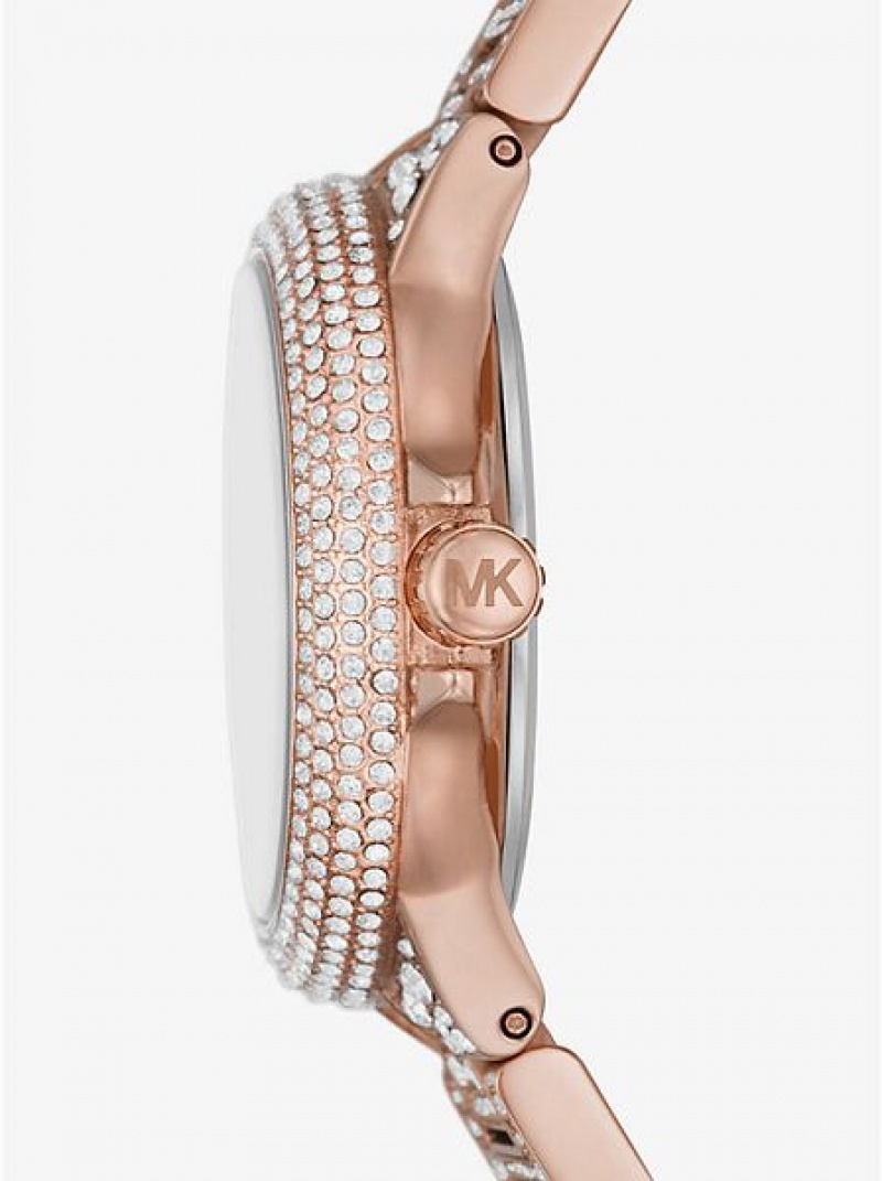 Montre Michael Kors Mini Camille Pave Femme Rose Doré | 780239-TVH