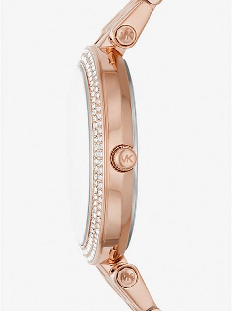 Montre Michael Kors Mini Darci Pave Femme Rose Doré | 690147-HCN