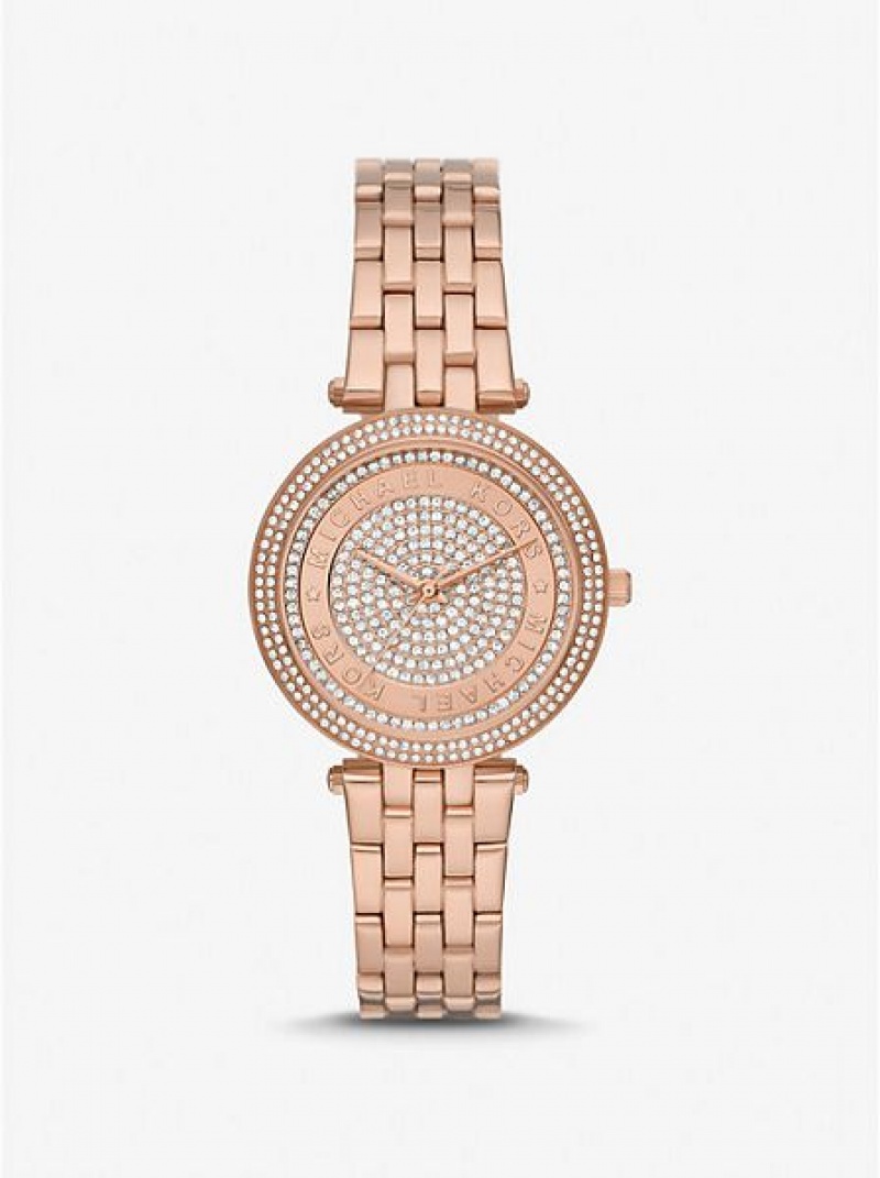 Montre Michael Kors Mini Darci Pave Femme Rose Doré | 690147-HCN