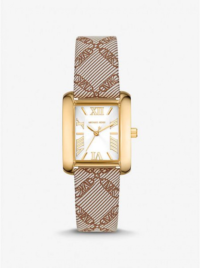 Montre Michael Kors Mini Emery And Empire Logo Jacquard Femme Doré | 316028-FCB