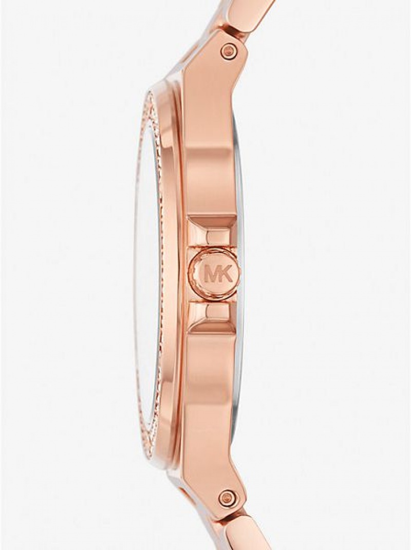 Montre Michael Kors Mini Lennox Pave Femme Rose Doré | 698732-HSP