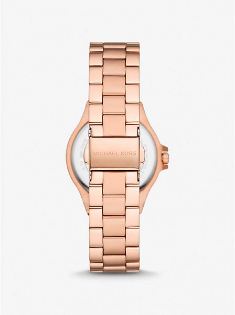 Montre Michael Kors Mini Lennox Pave Femme Rose Doré | 698732-HSP