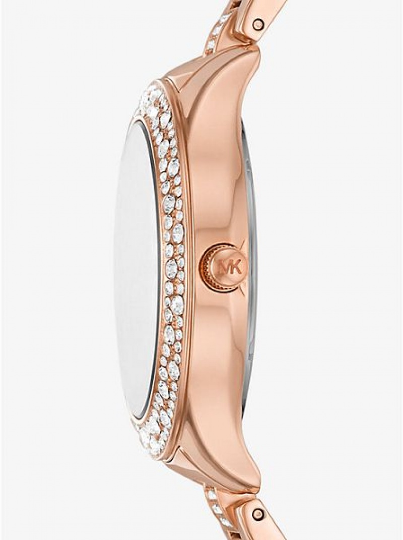 Montre Michael Kors Mini Liliane Pave Heart Femme Rose Doré | 526830-KJF