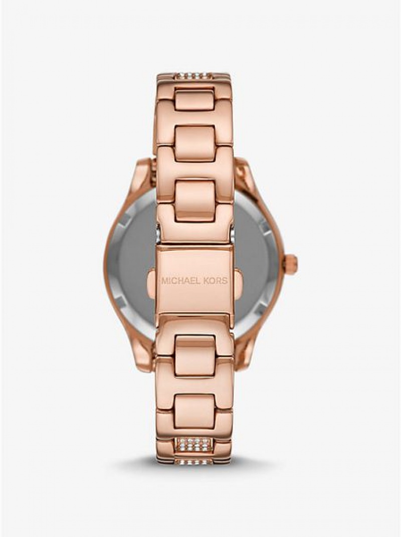 Montre Michael Kors Mini Liliane Pave Heart Femme Rose Doré | 526830-KJF