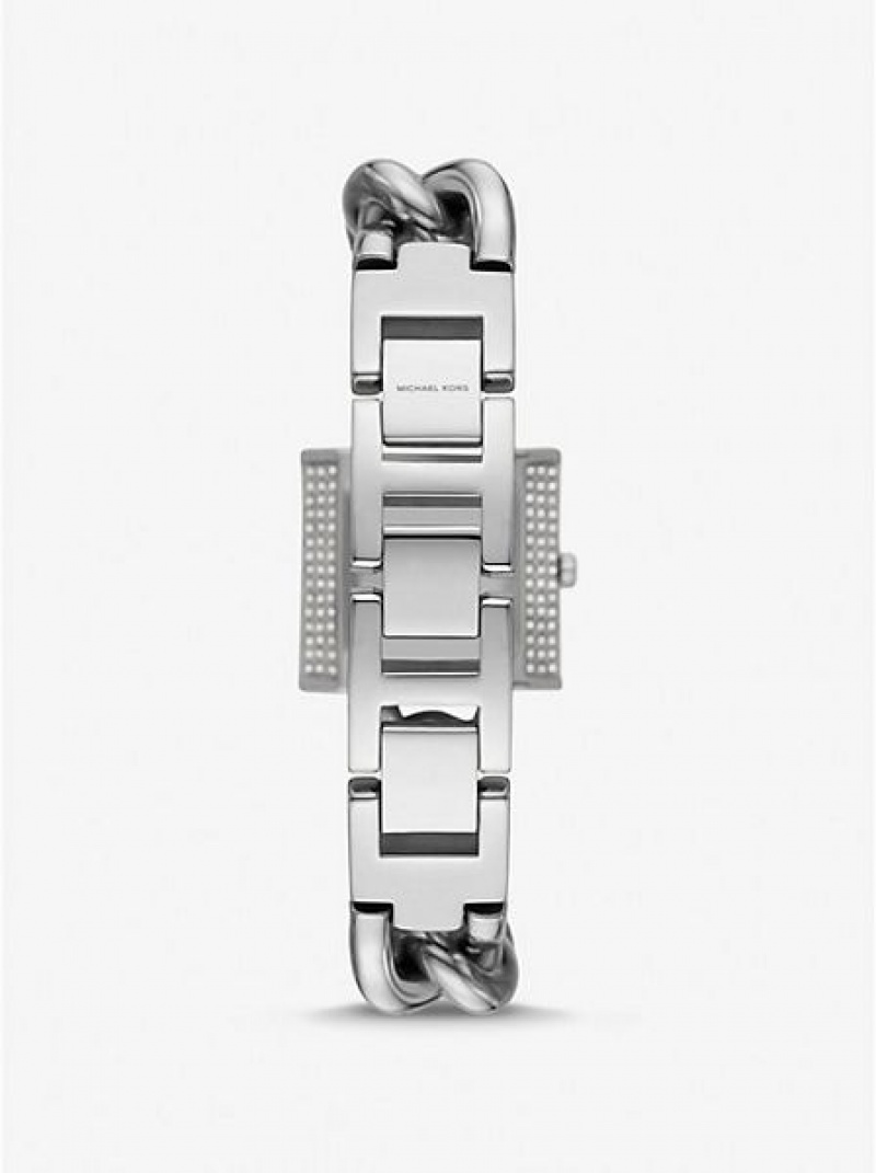 Montre Michael Kors Mini Lock Pave Chain Femme Argent | 467513-YLH