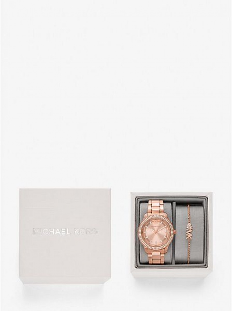 Montre Michael Kors Mini Tibby Pave Femme Rose Doré | 157942-NDL