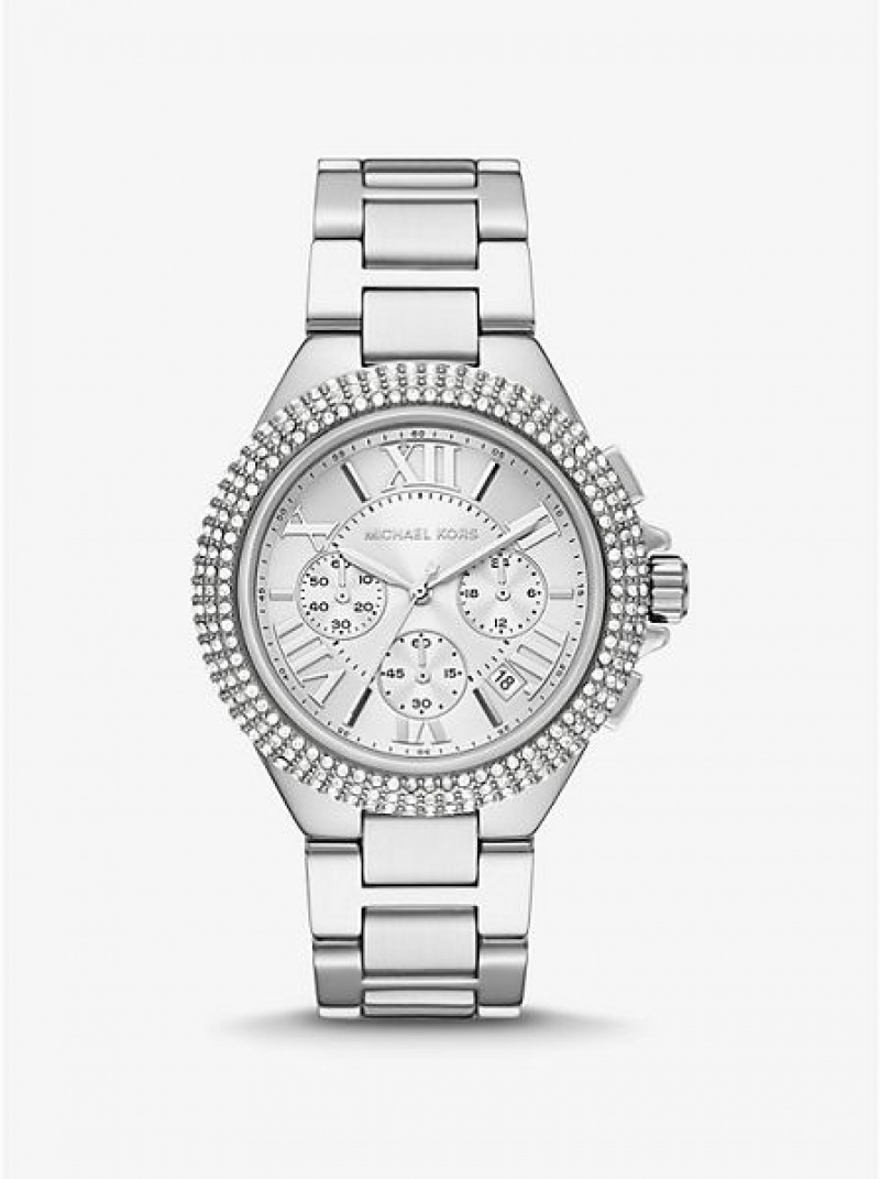 Montre Michael Kors Oversized Camille Pave Femme Argent | 350712-PGB