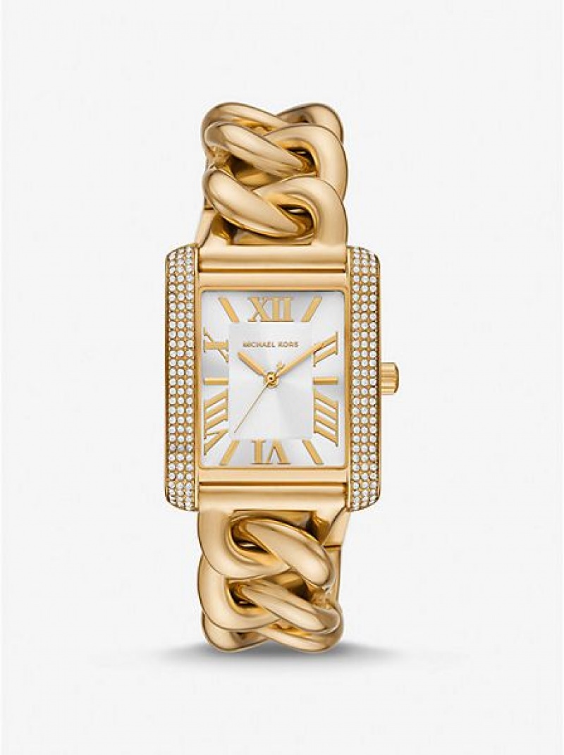 Montre Michael Kors Oversized Emery Pave Curb Link Femme Doré | 251093-QYM