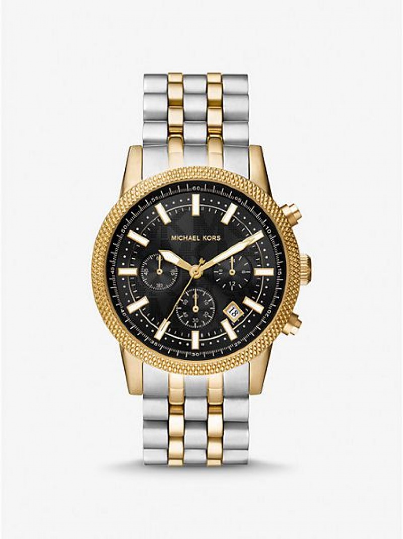 Montre Michael Kors Oversized Hutton Homme Argent Doré | 135890-RQU