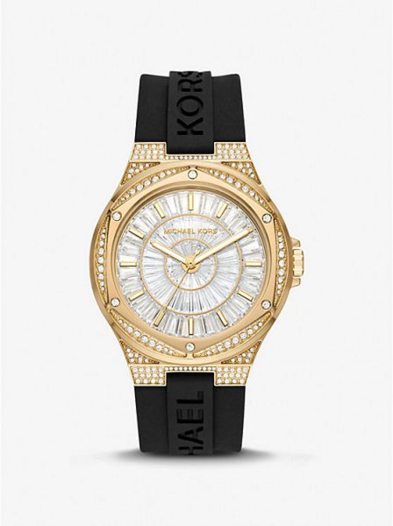 Montre Michael Kors Oversized Lennox Pave And Silicone Femme Doré | 659378-BWL