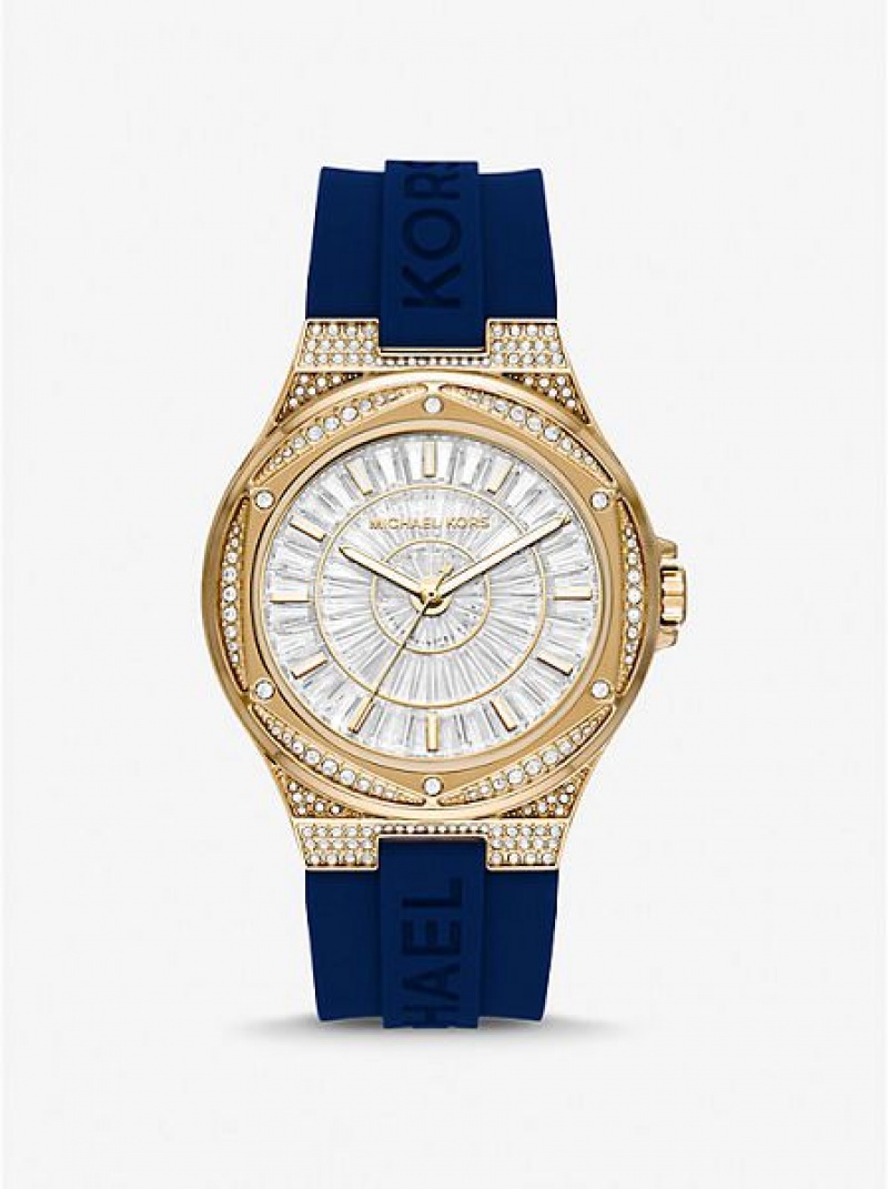 Montre Michael Kors Oversized Lennox Pave And Silicone Femme Doré | 732564-ROA