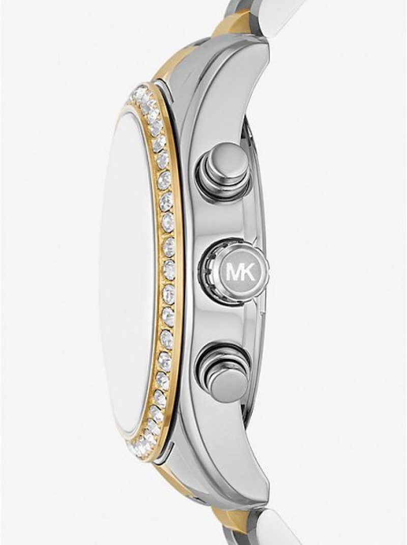 Montre Michael Kors Oversized Lexington Pave Femme Argent Doré | 190248-SCM