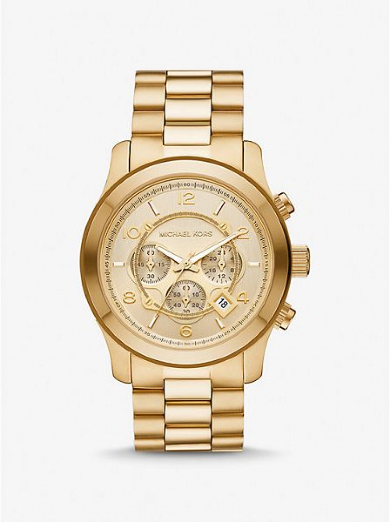 Montre Michael Kors Oversized Runway Femme Doré | 857390-HQV