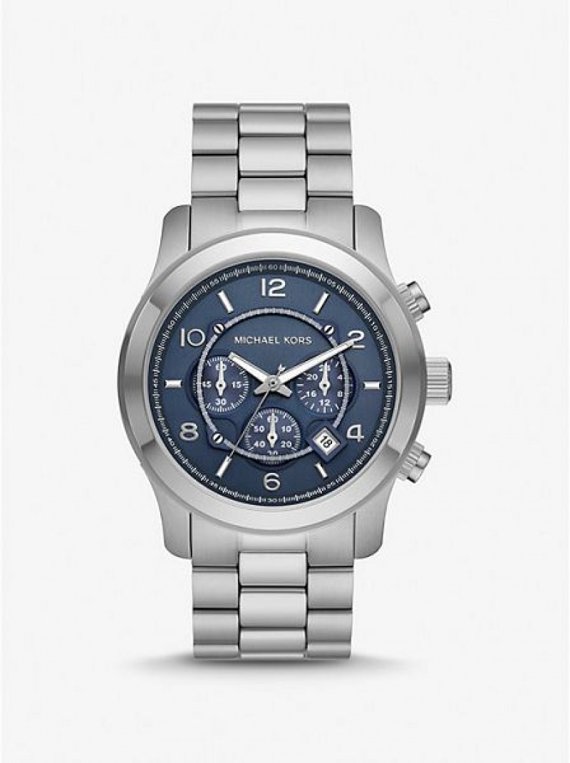 Montre Michael Kors Oversized Runway Femme Argent | 375846-HLK