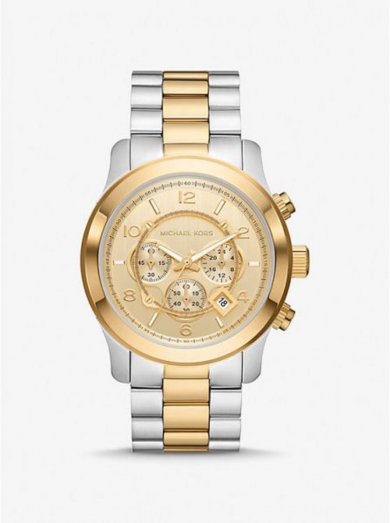 Montre Michael Kors Oversized Runway Femme Argent Doré | 567301-PFH