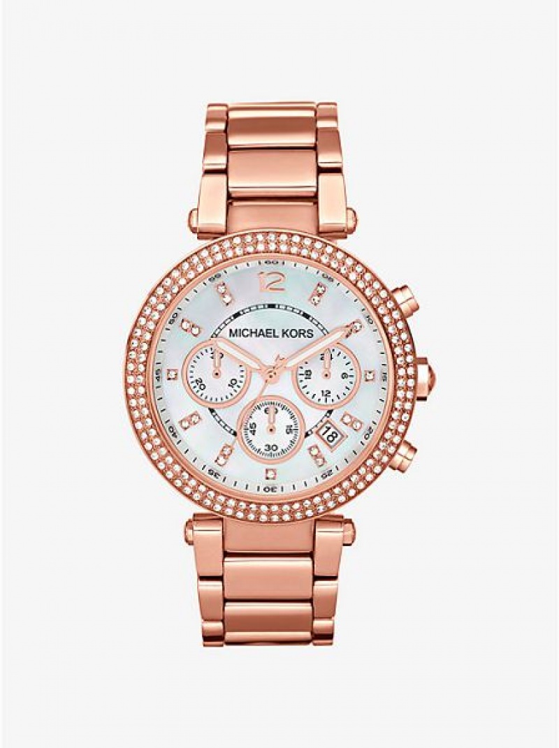 Montre Michael Kors Parker Femme Rose Doré | 058167-MDA