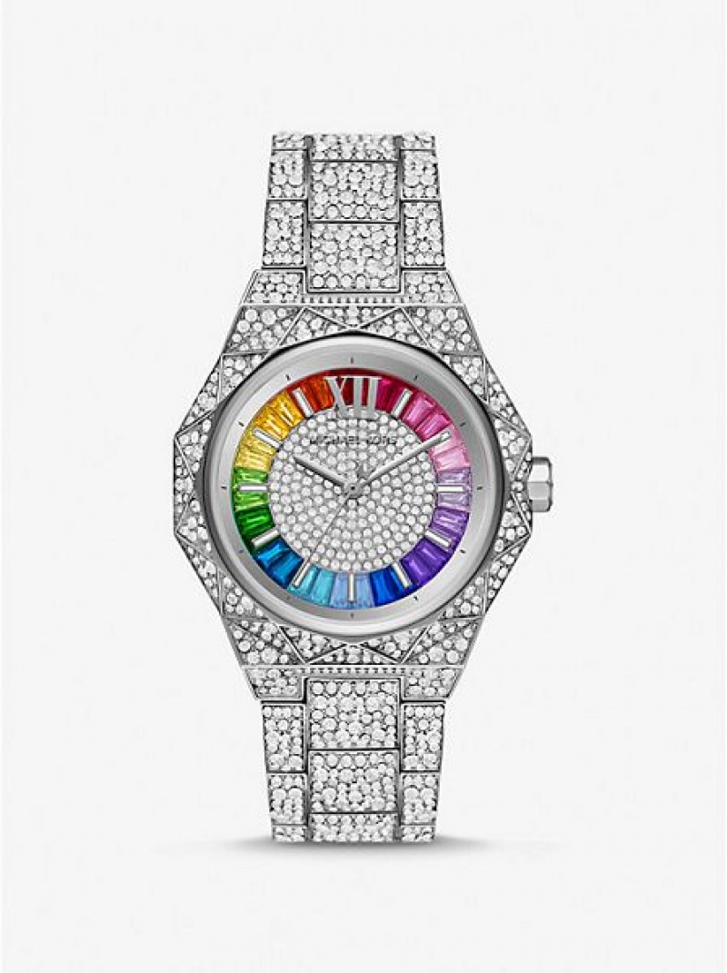 Montre Michael Kors Pride Limited-edition Oversized Raquel Rainbow Pave Femme Argent | 983241-IXO