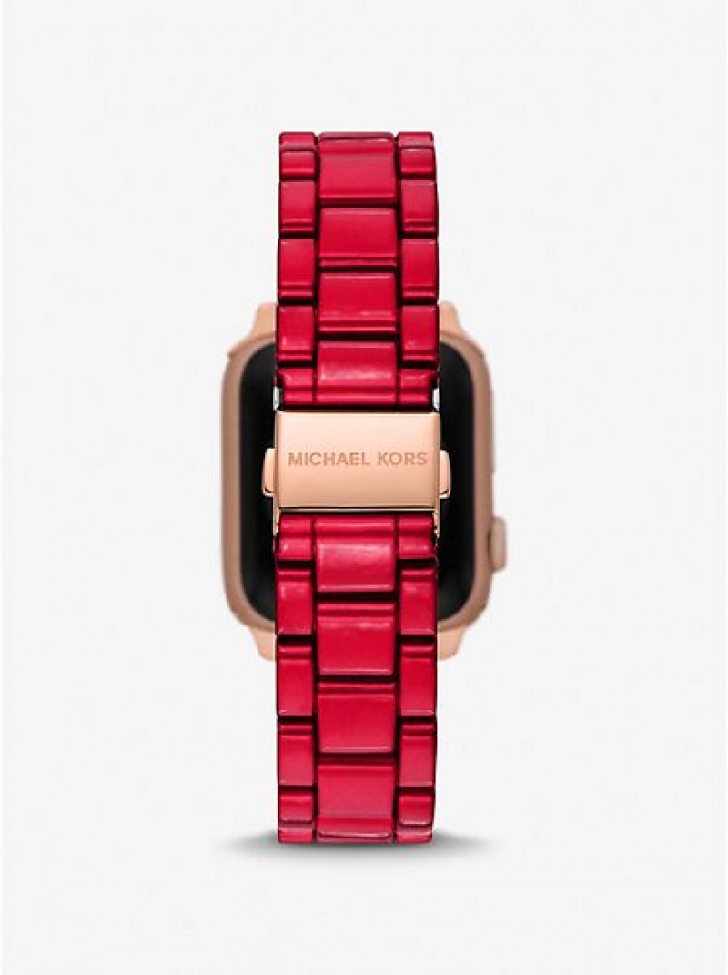 Montre Michael Kors Red-coated Stainless Steel Brides For Apple Femme Rouge | 983206-TPN