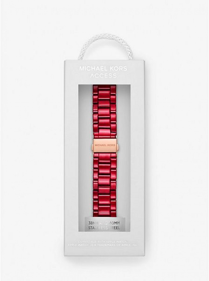 Montre Michael Kors Red-coated Stainless Steel Brides For Apple Femme Rouge | 983206-TPN