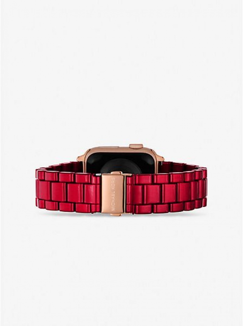 Montre Michael Kors Red-coated Stainless Steel Brides For Apple Femme Rouge | 983206-TPN