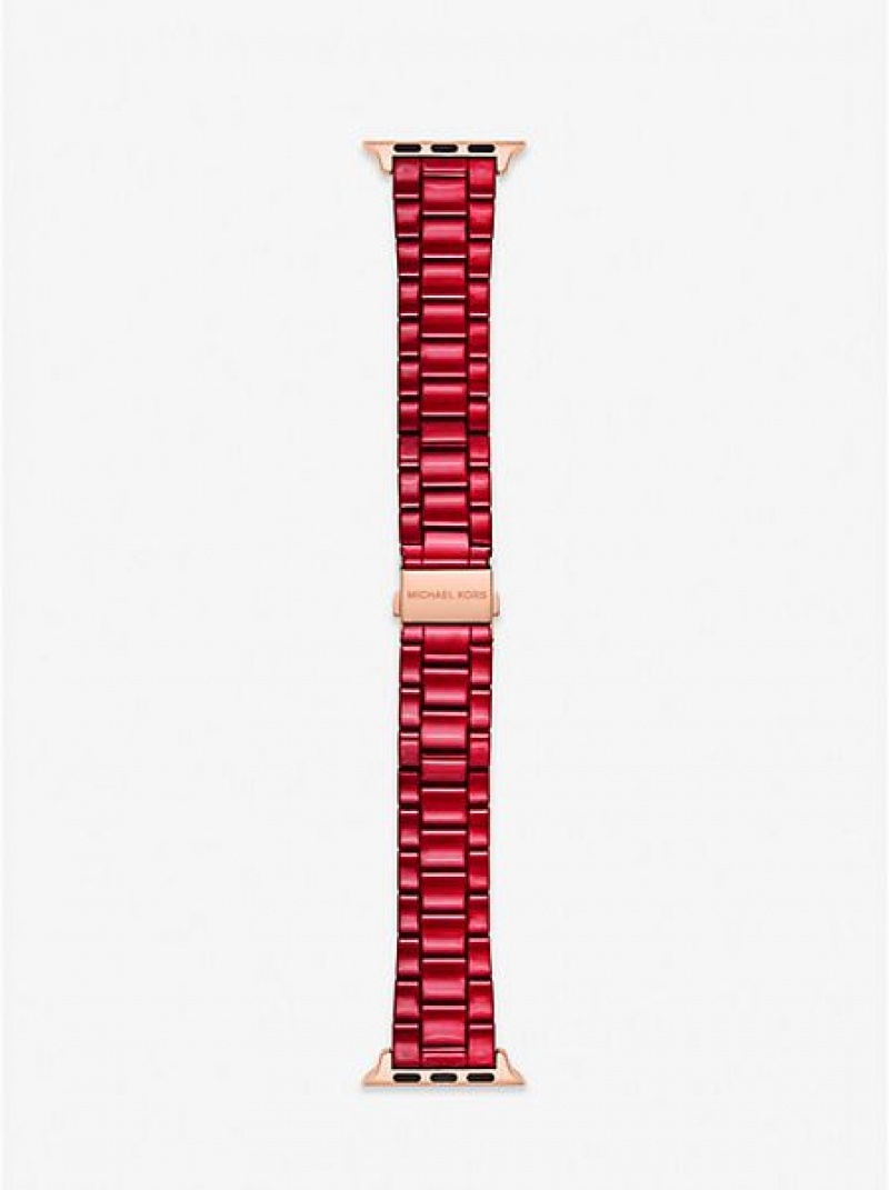 Montre Michael Kors Red-coated Stainless Steel Brides For Apple Femme Rouge | 983206-TPN