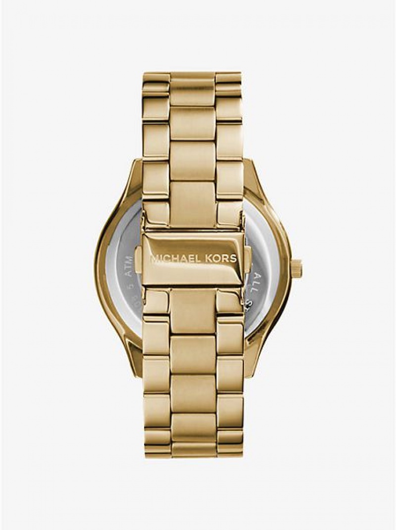 Montre Michael Kors Slim Runway Stainless Steel Homme Doré | 863957-GFB