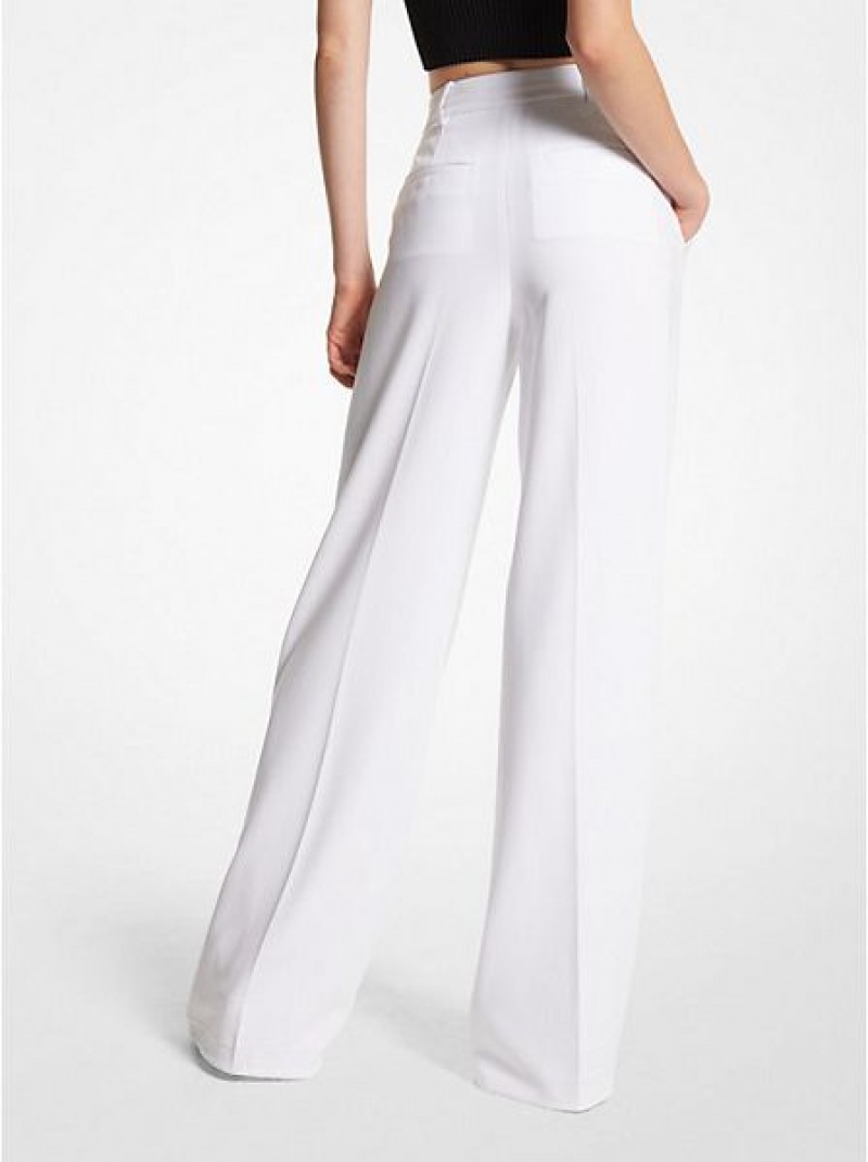 Pantalon Michael Kors Crepe Larges-leg Femme Blanche | 163058-DYX