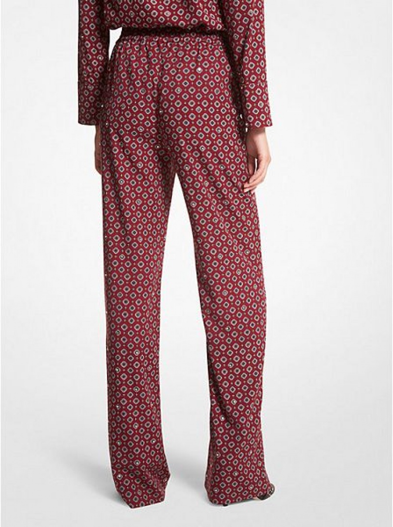 Pantalon Michael Kors Medallion Crepe Pajama Femme Bordeaux | 790215-EXW