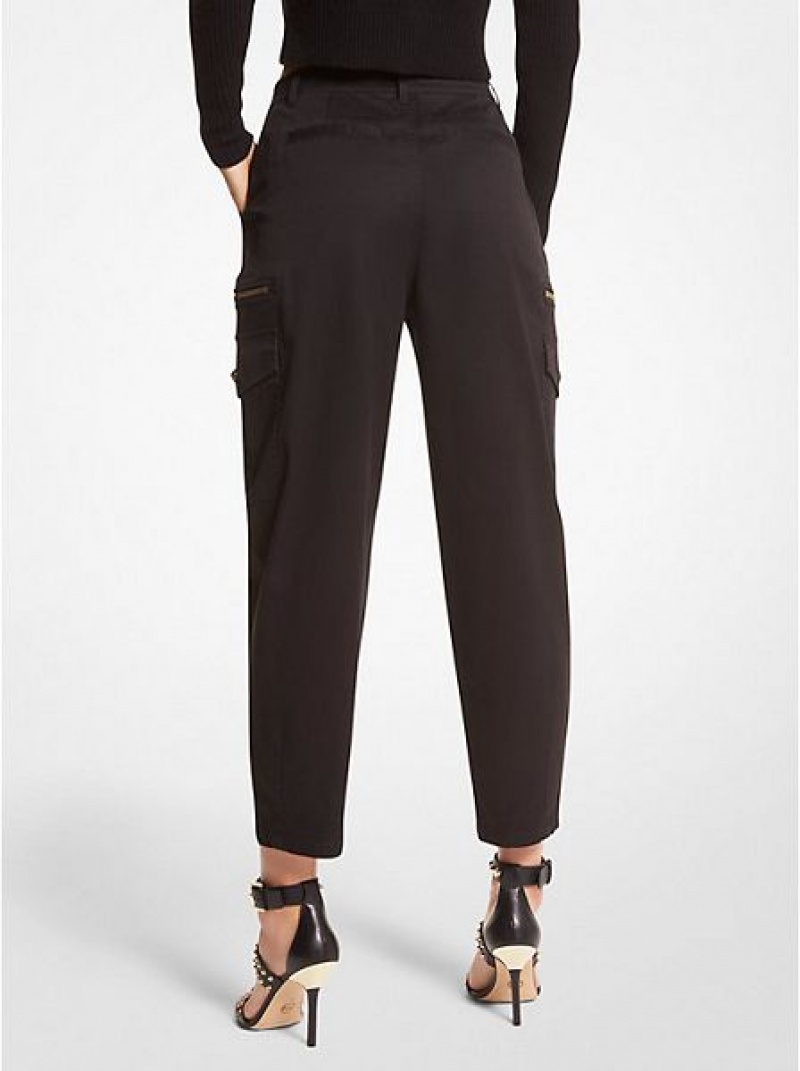 Pantalon Michael Kors Stretch Coton Cargo Femme Noir | 061875-VYN