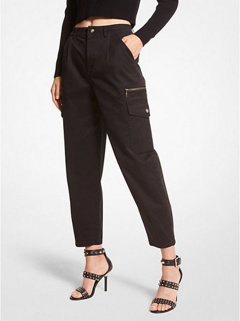 Pantalon Michael Kors Stretch Coton Cargo Femme Noir | 061875-VYN