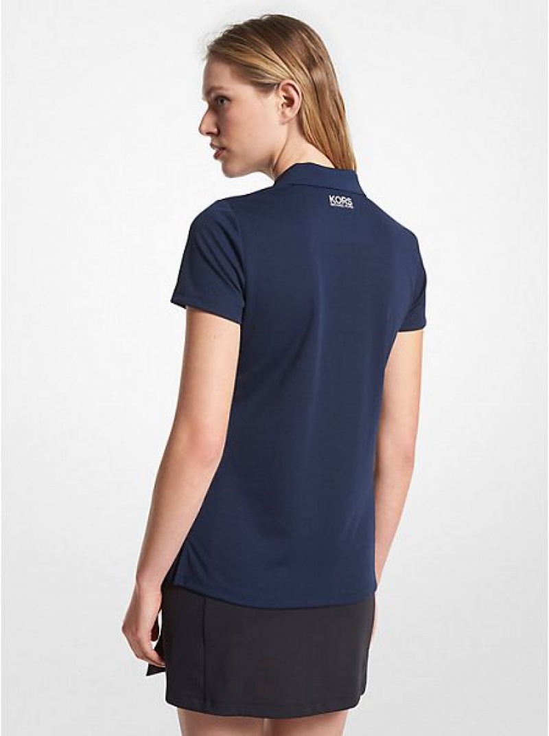 Polos Michael Kors Golf Logo Pique Femme Bleu Marine | 869045-PZK