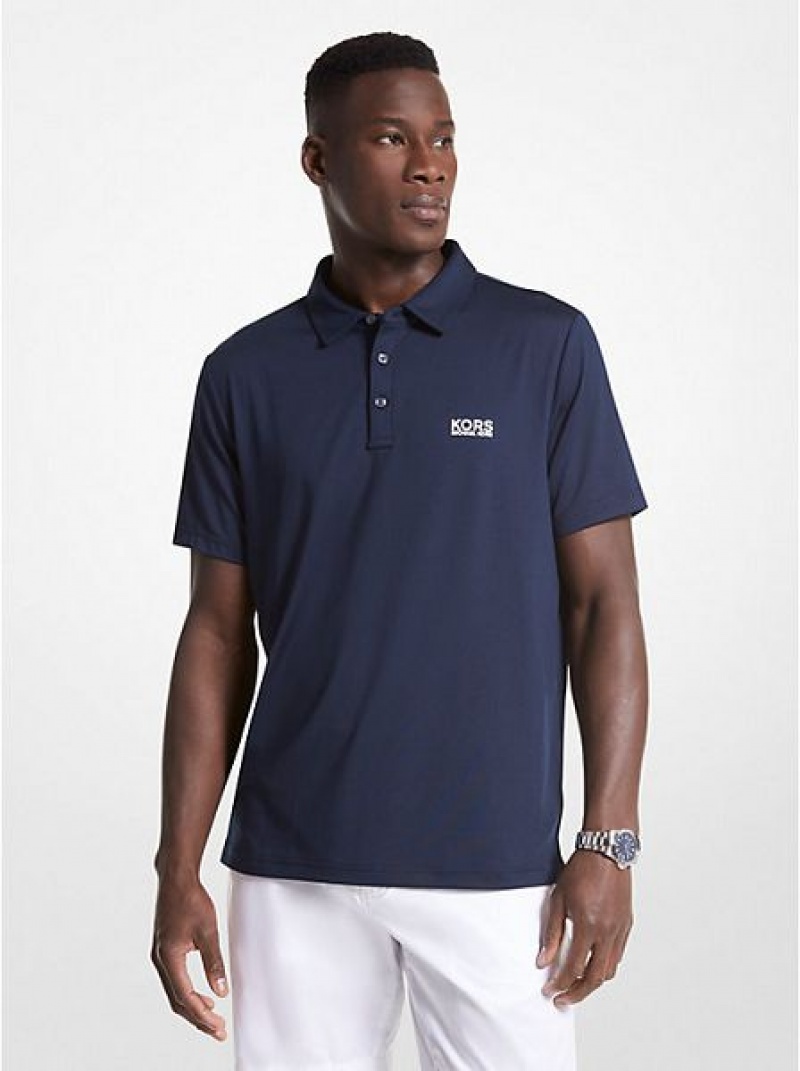 Polos Michael Kors Golf Logo Stretch Jersey Homme Bleu Marine | 501463-NAT