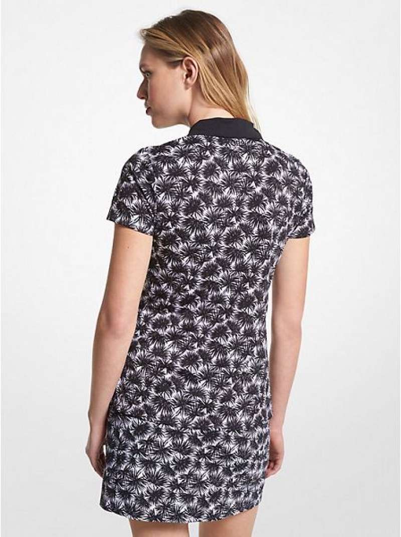 Polos Michael Kors Golf Printed Pique Femme Blanche Noir | 216804-JOS