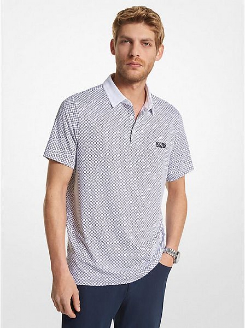 Polos Michael Kors Golf Printed Stretch Jersey Homme Blanche | 093164-OYG