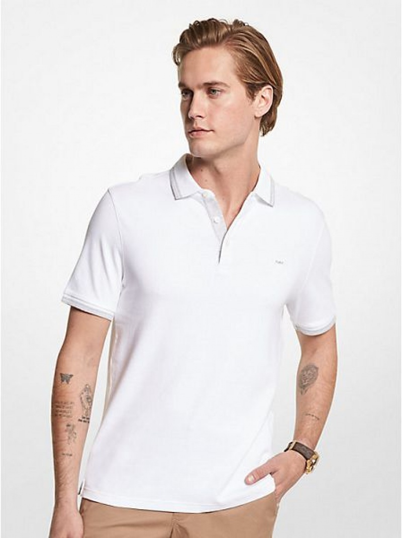 Polos Michael Kors Greenwich Coton Homme Blanche | 352796-XTL