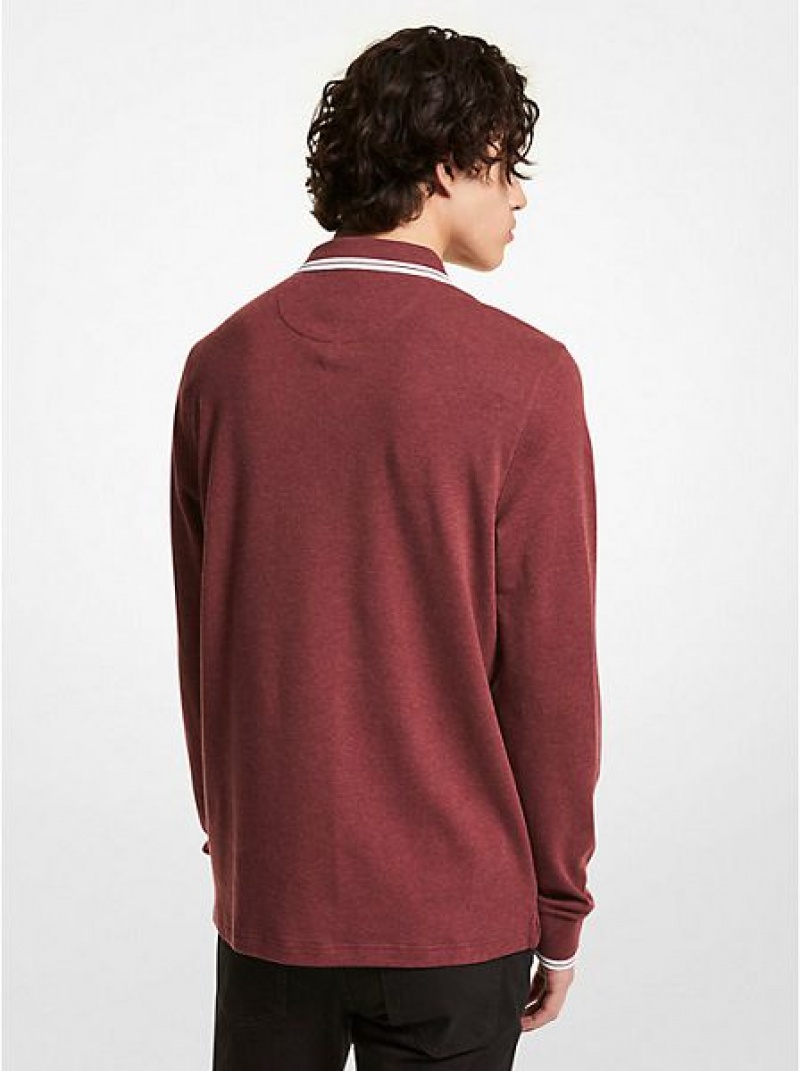 Polos Michael Kors Greenwich Coton Long-sleeve Homme Bordeaux | 872096-ZHX