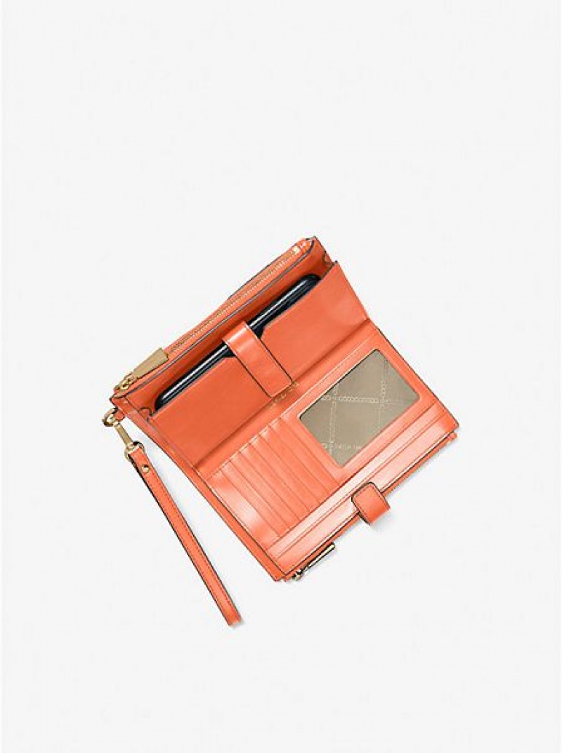 Portefeuilles Michael Kors Adele Woven Cuir Smartphone Femme Orange | 278196-FZA